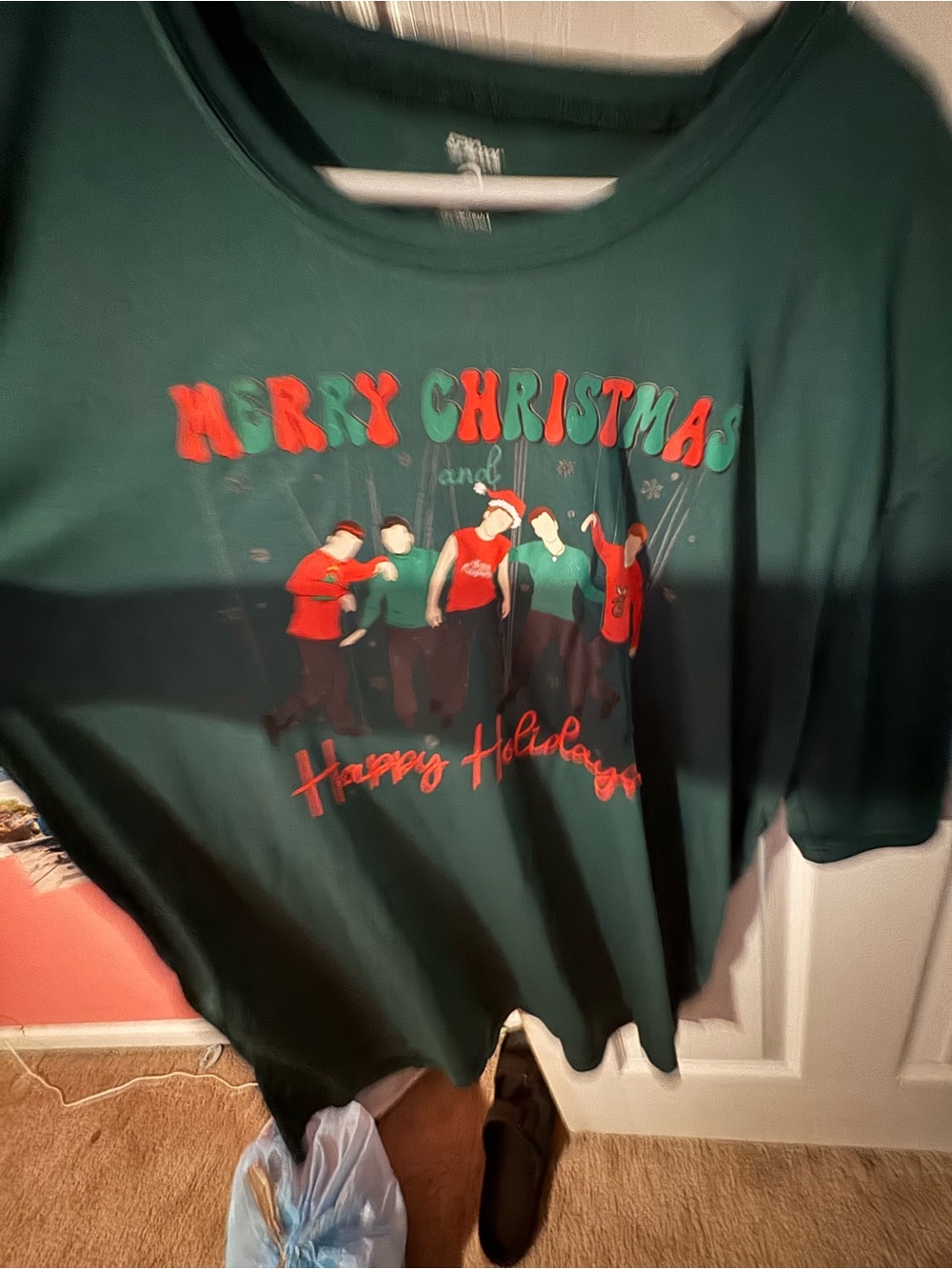Custom *NSYNC Christmas Green Holiday Graphic Tee